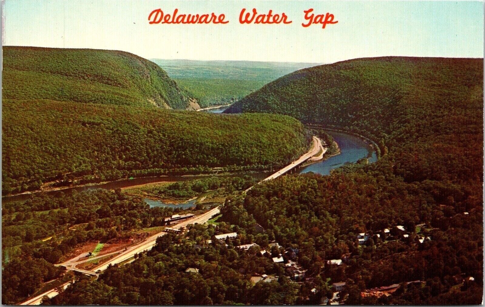 Delaware Water Gap Pennsylvania Aerial View Village Pa Interstate Postcard