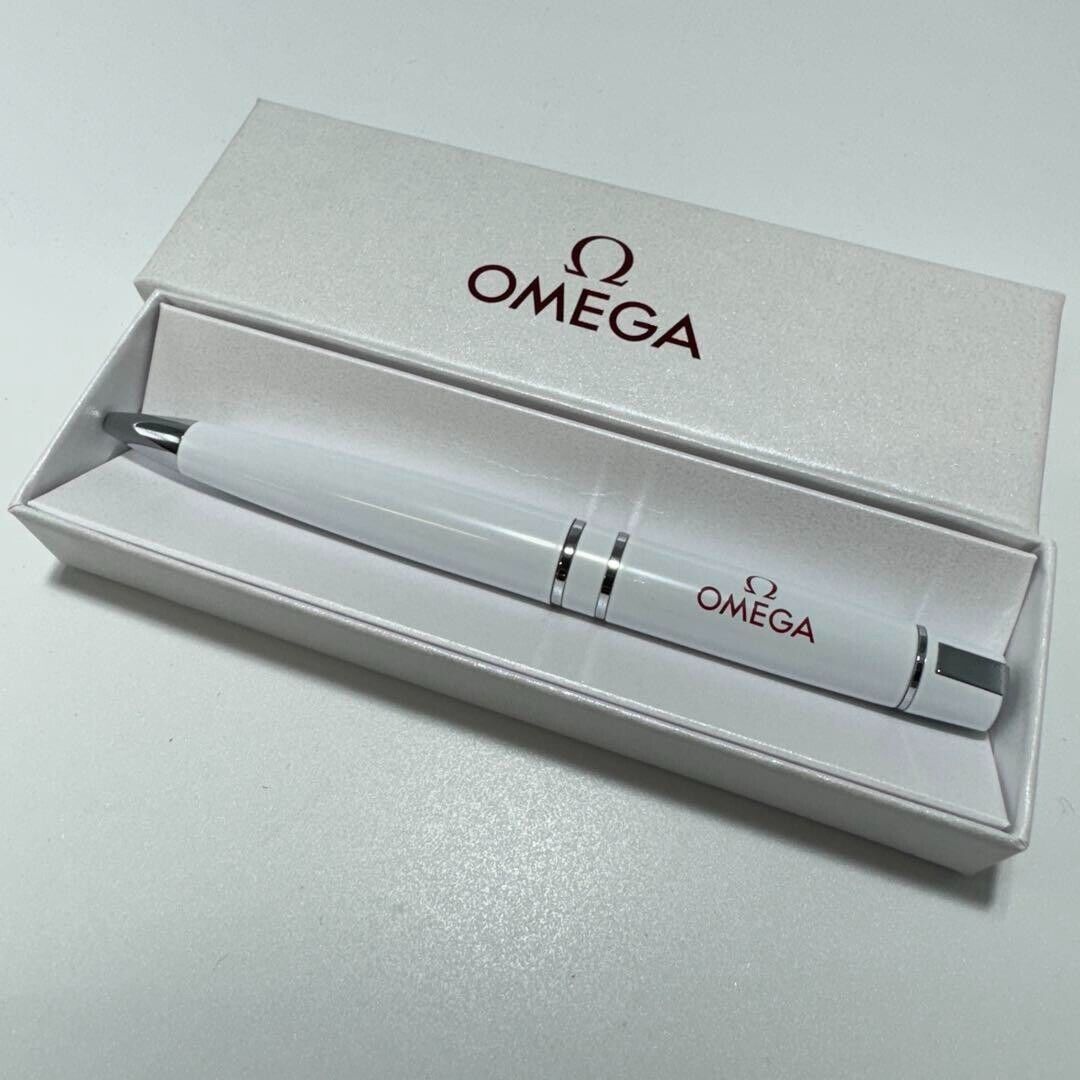 Omega Ballpoint Pen White Box Novelty For Watch Rare Original USED
