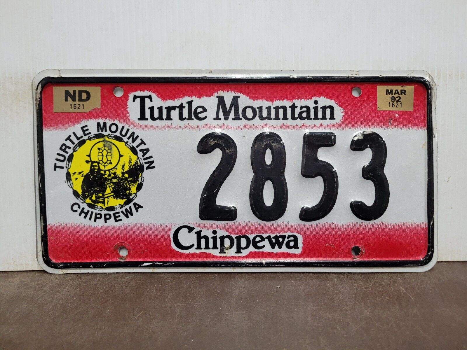 1992 North Dakota TURTLE MOUNTAIN License Plate Tag Original.