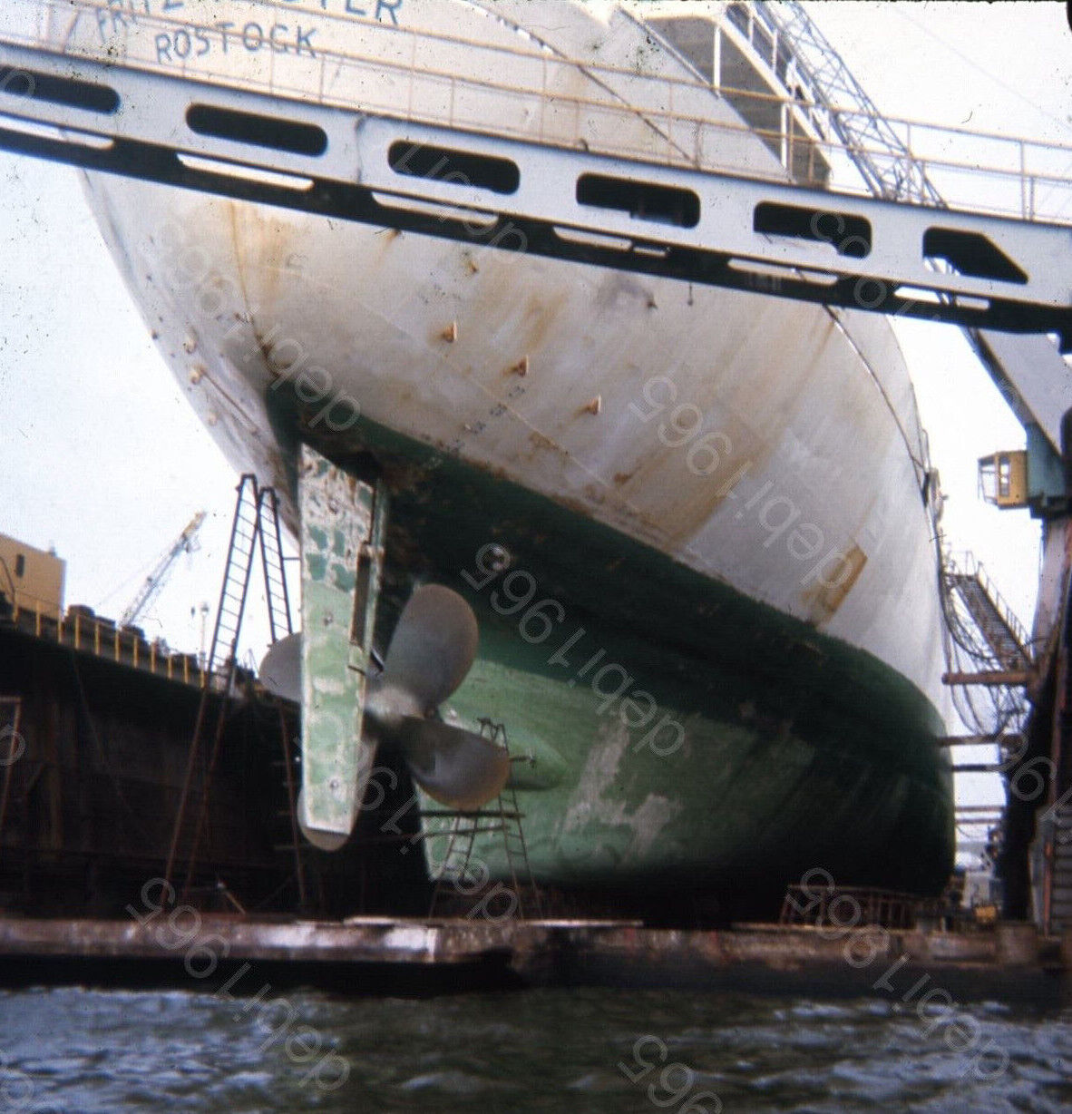 sl44  Original Slide 1976  ship in harbor dry dock 810a
