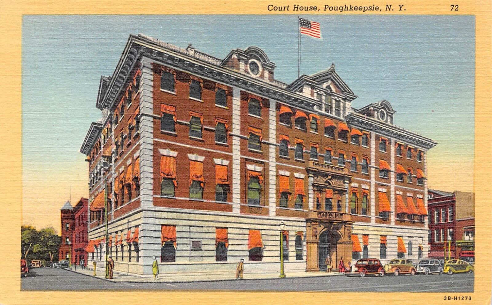 D2096 Court House, Poughkeepsie, NY - 1943 Teich Linen Postcard No. 3B-H1273