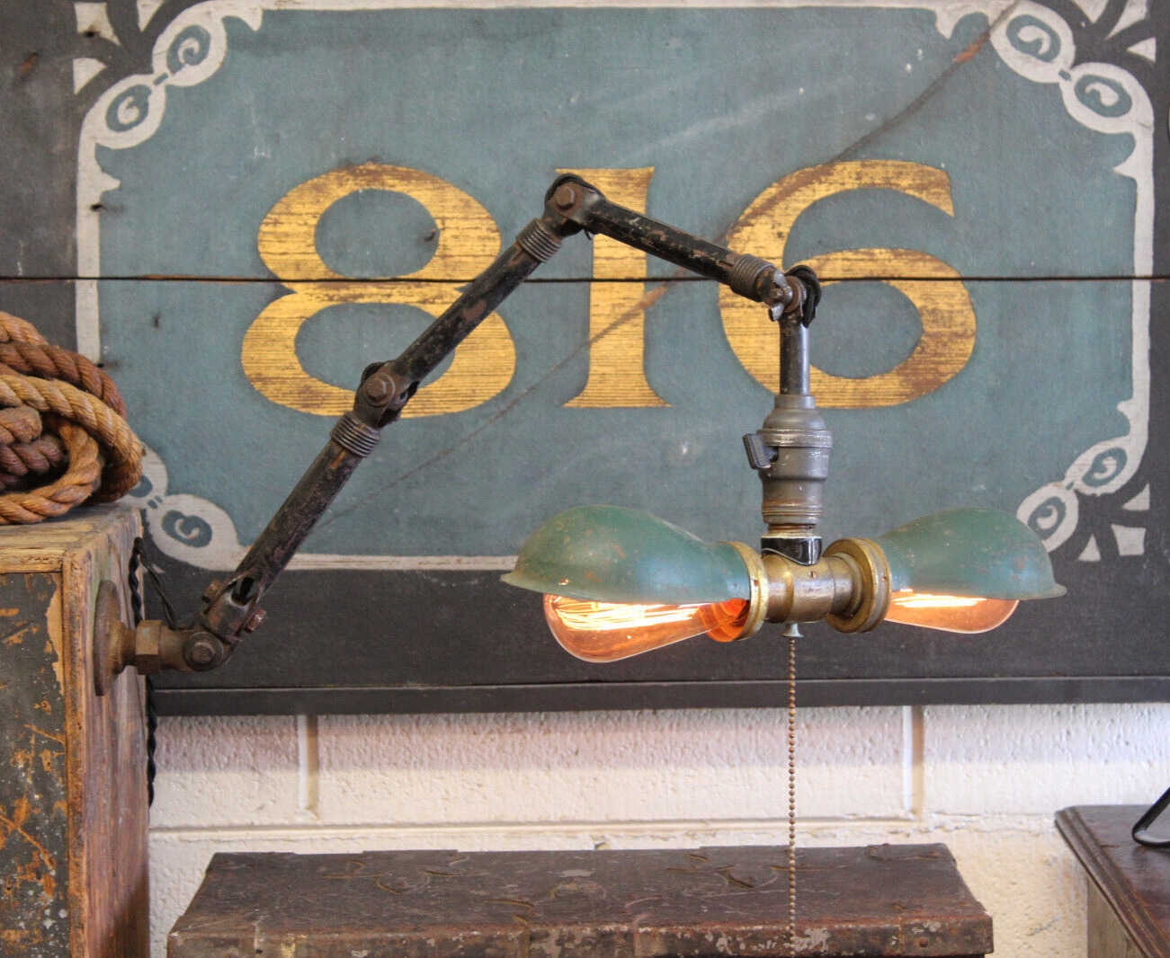 Vtg Antique Industrial Ajusco Task Desk Lamp Light 1930s Hubbell Bryant Splitter