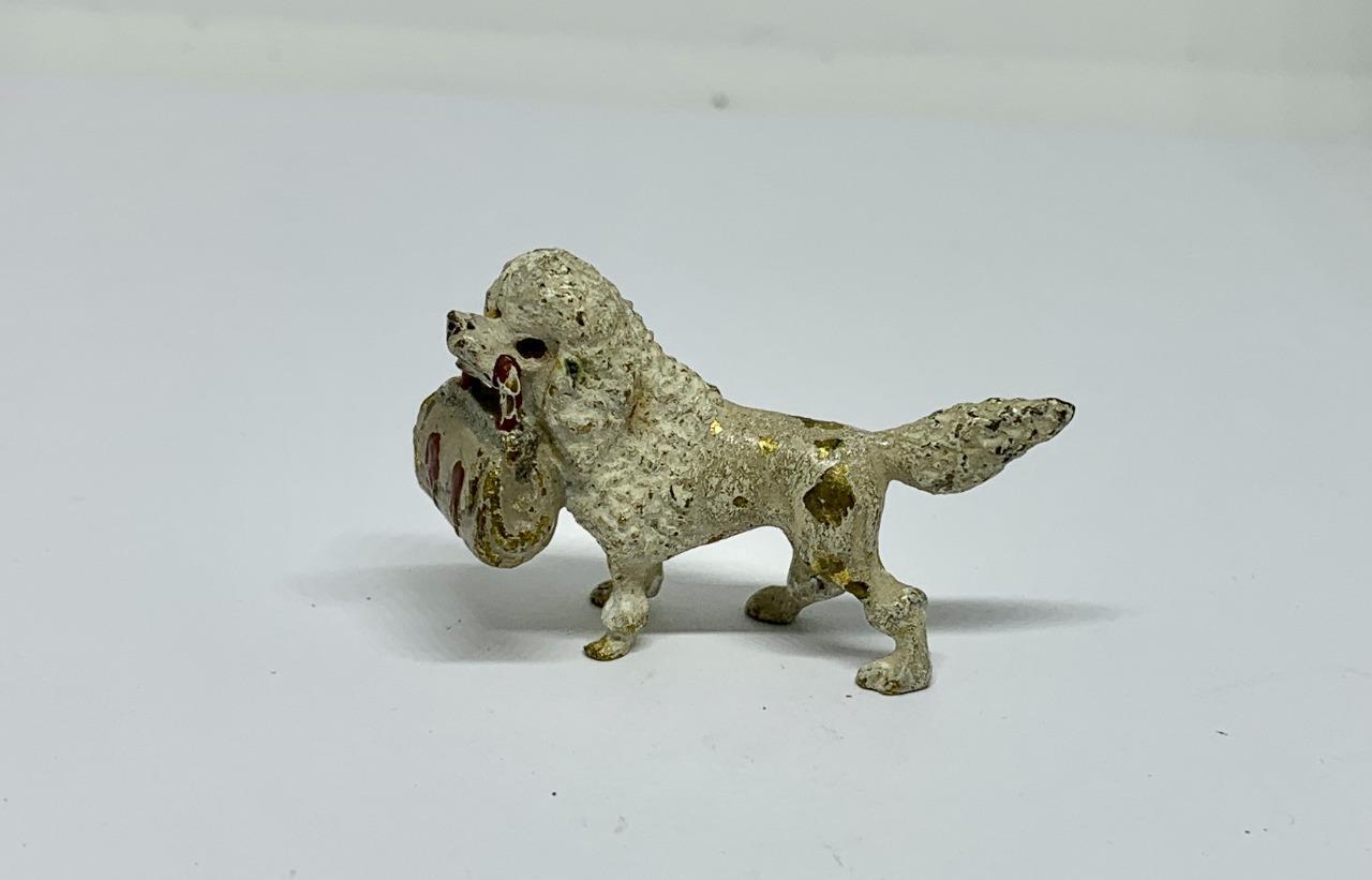 Poodle Dog Holding Purse Austrian Vienna Bronze c1900 Antique Superb Miniature