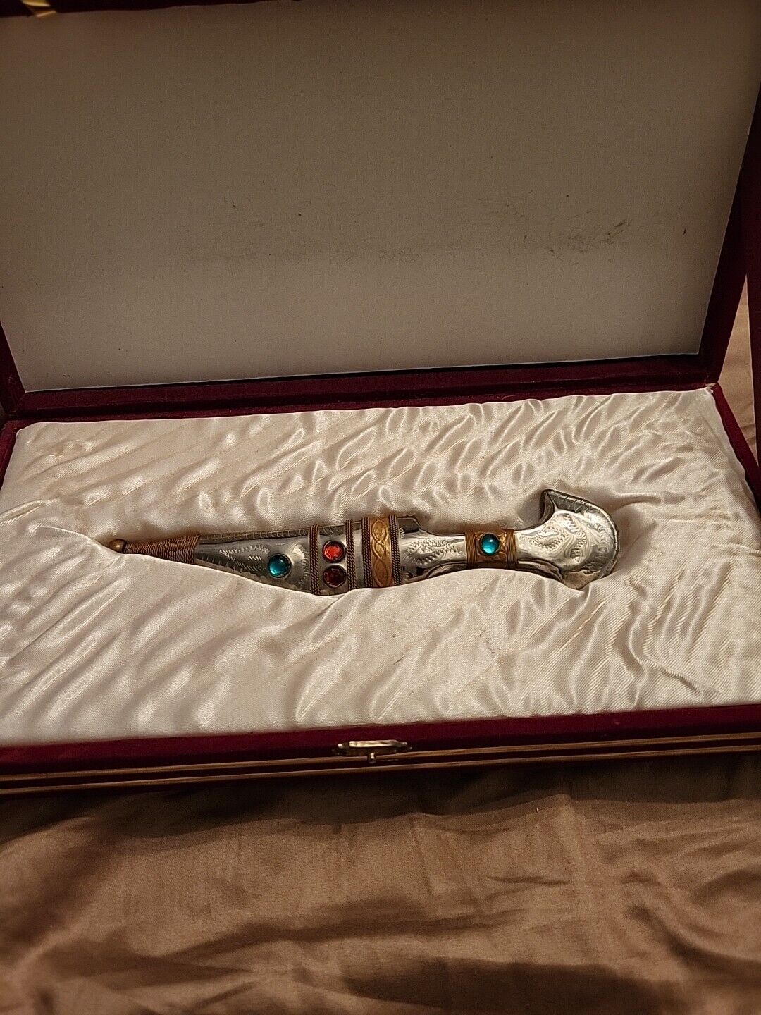 Antique Islamic Arabic Iraq Oriental Dagger Koummya Bejeweled Signed Maker