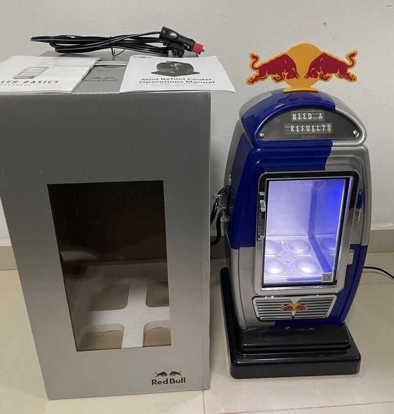 Red Bull Mini Gas Pump Countertop Cooler Refrigerator Rare Collectors Item-New