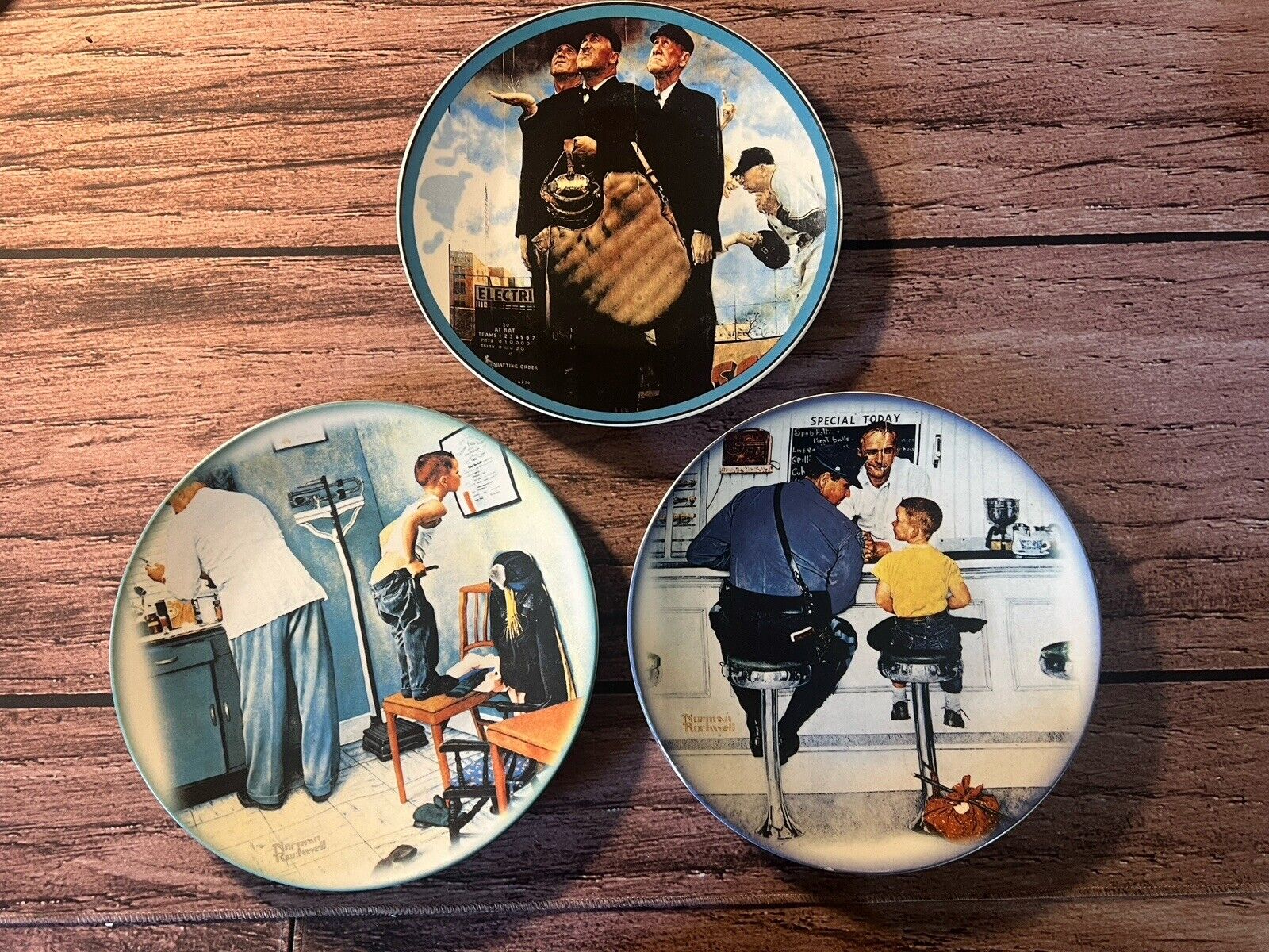 Norman Rockwell Collector Limited Edition Plates Lot Set of 3