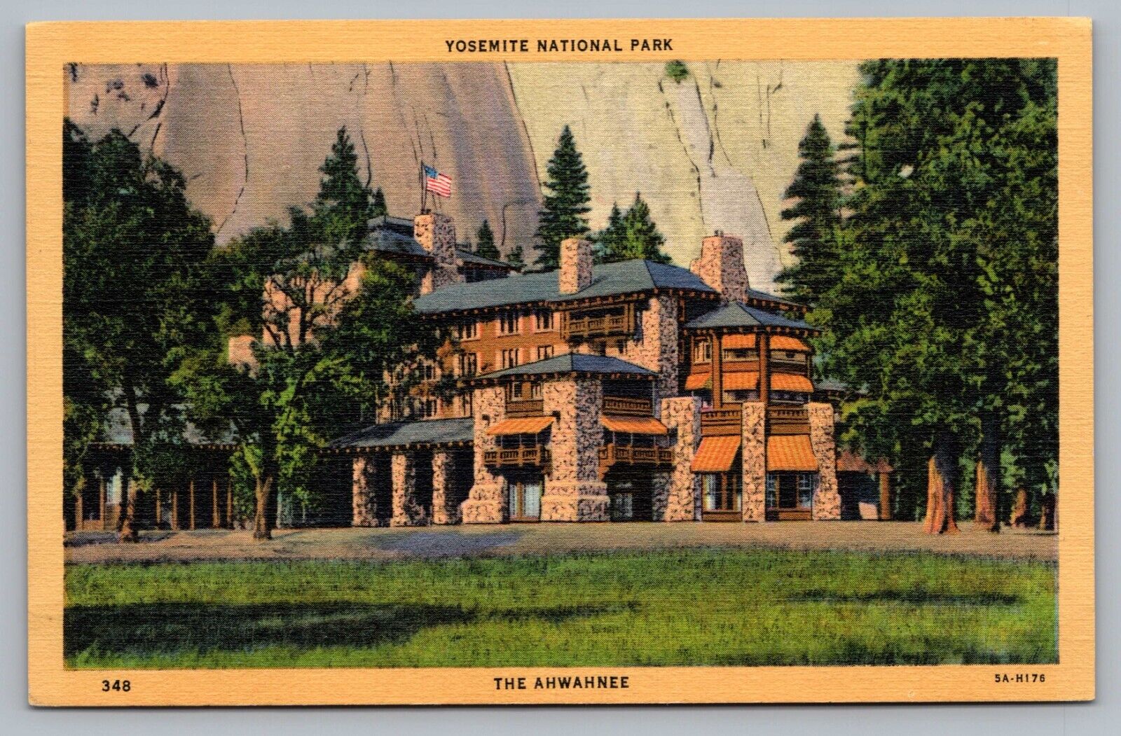 Yosemite National Park CA Ahwahnee Hotel PM Camp Curry 1939 Postcard Vtg B9