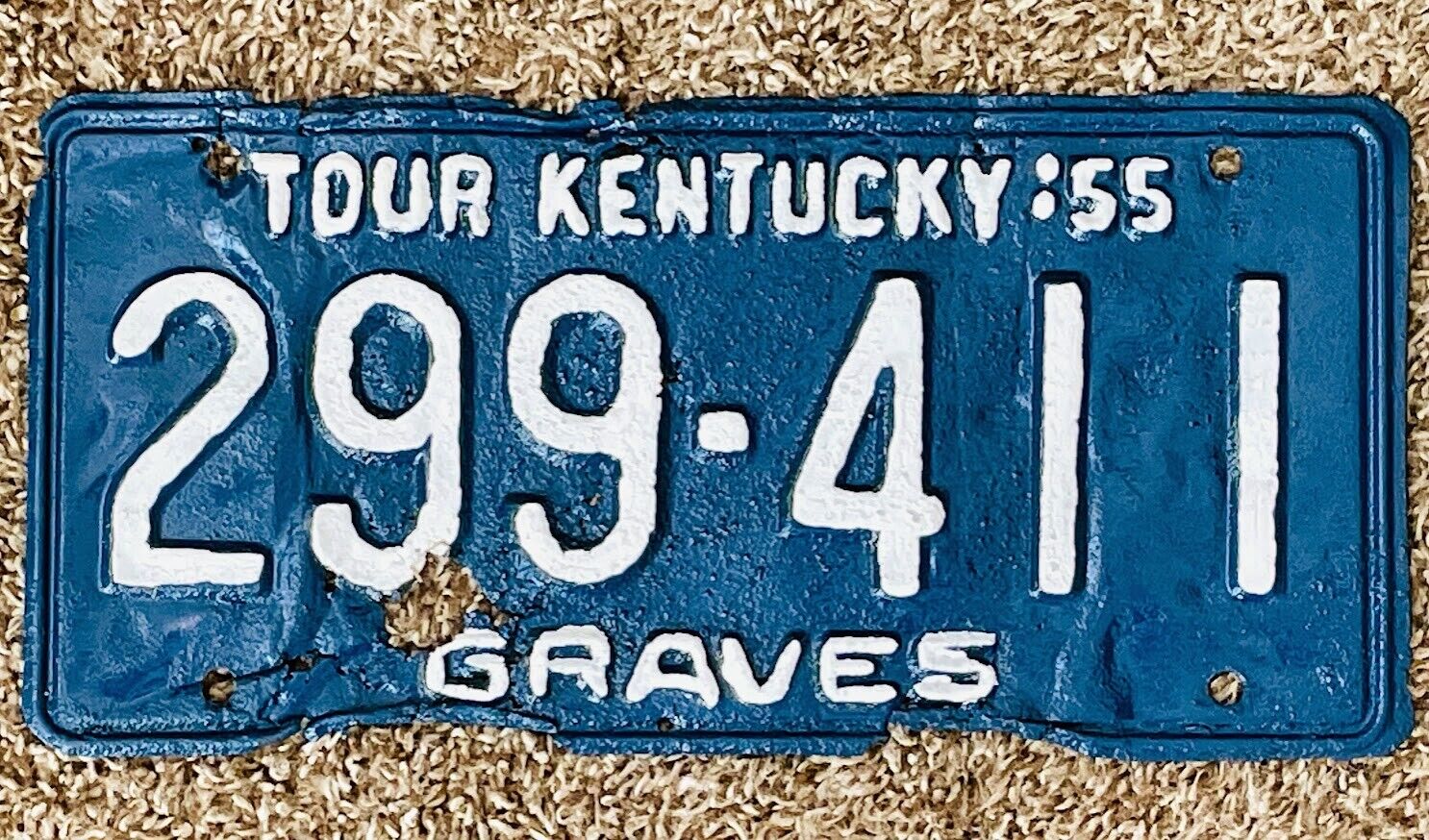 1955 KENTUCKY LICENSE PLATE Graves County KY RARE & HARD TO FIND YEAR