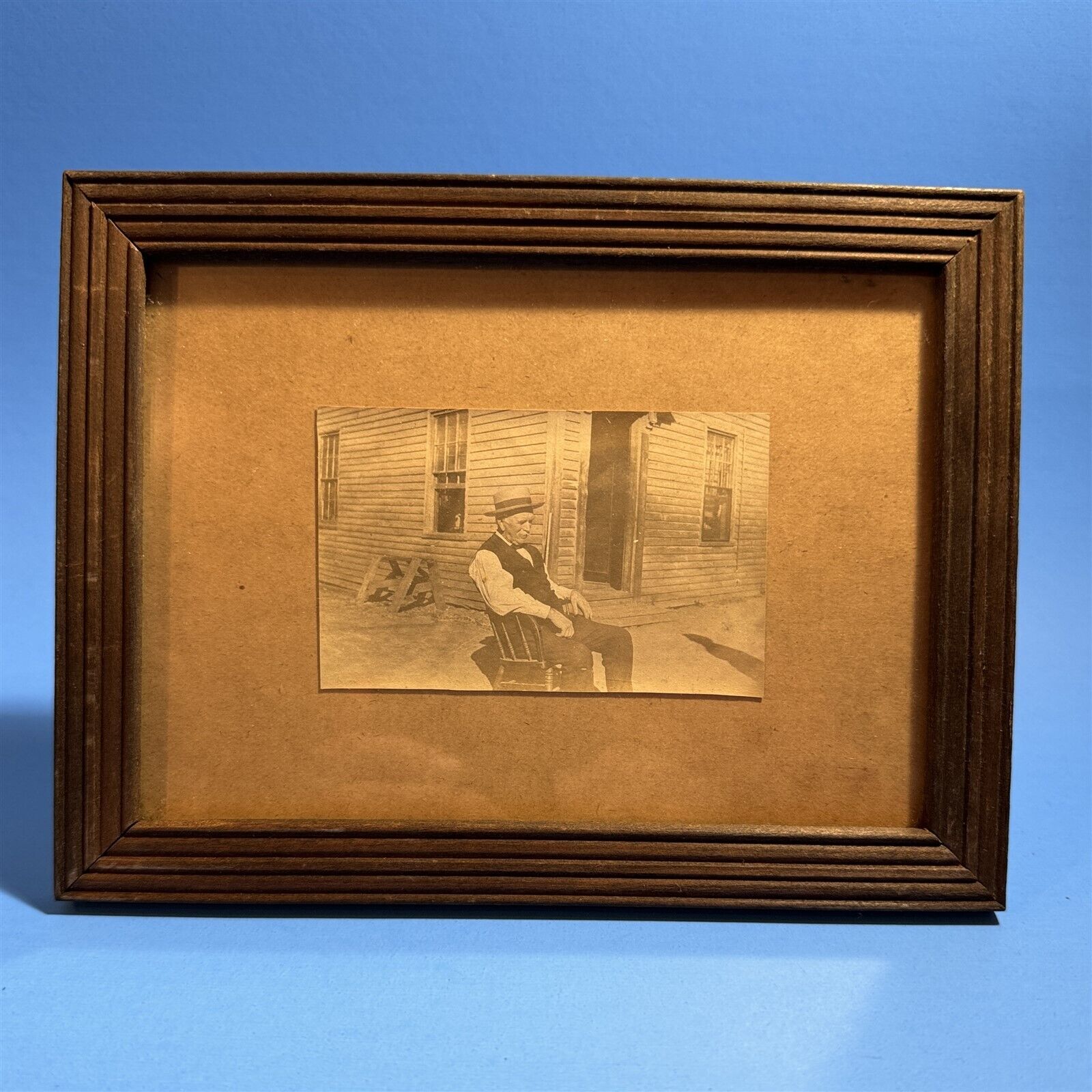 Antique Small Framed Photograph Old Proprietor C.K.Banks in Chair