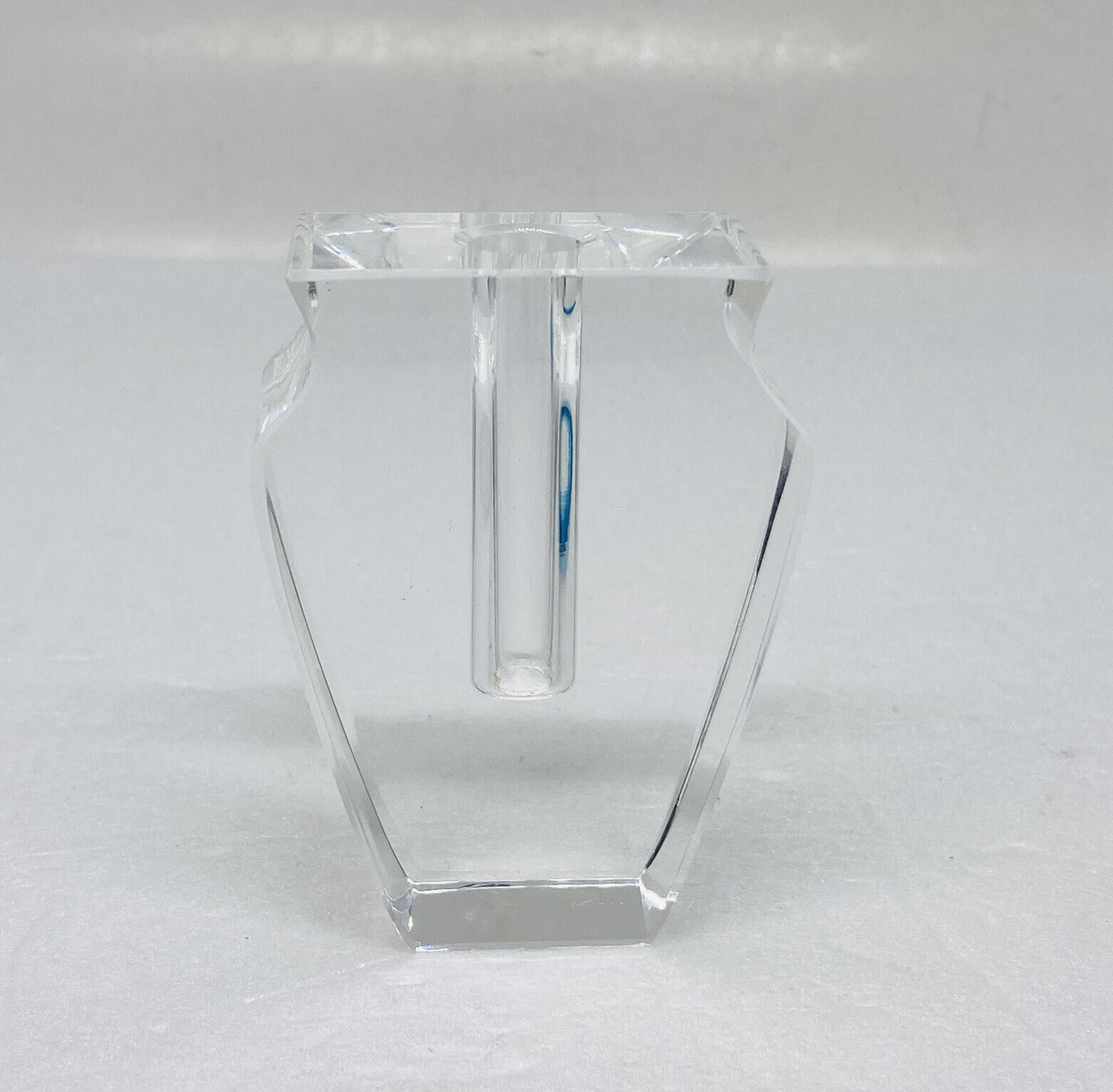 Vintage 1980s Crystal Glass Pen Holder Paperweight Vase Shaped Art Decor 7
