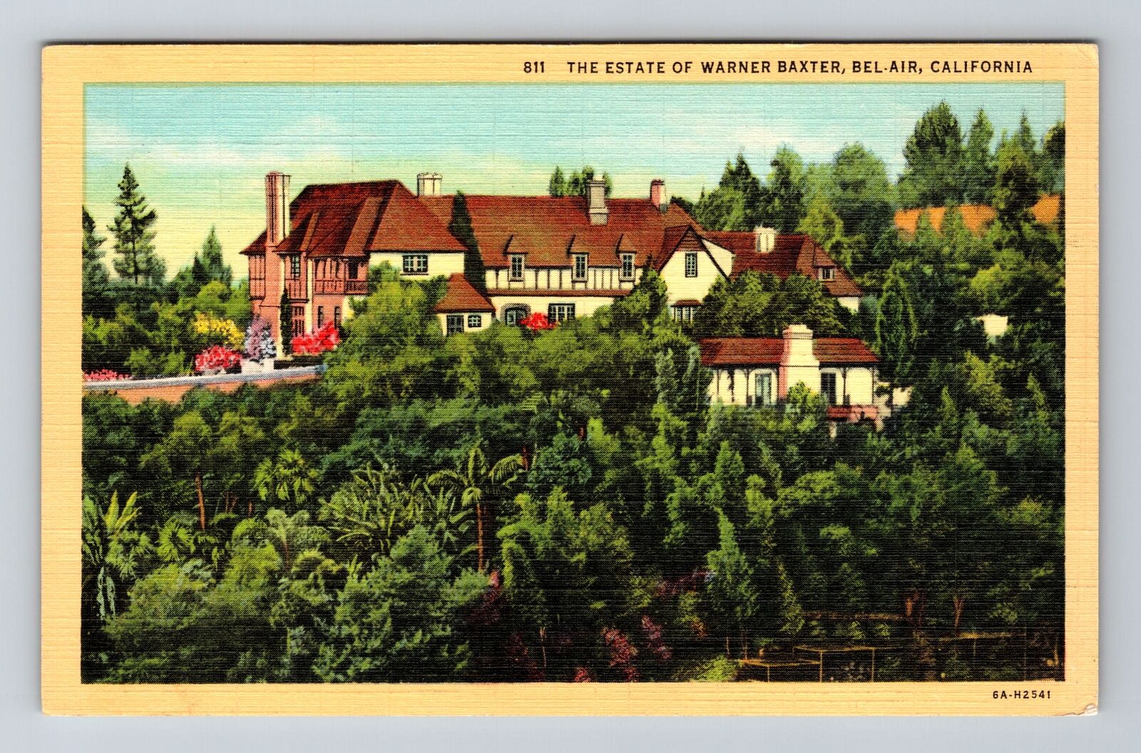 Bel-Air CA-California, Estate of Warner Baxter, Antique Vintage Postcard