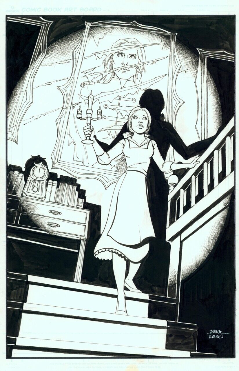 Emma Kubert SIGNED Original Disney Comic Art Sketch ~ Beauty & The Beast / Belle