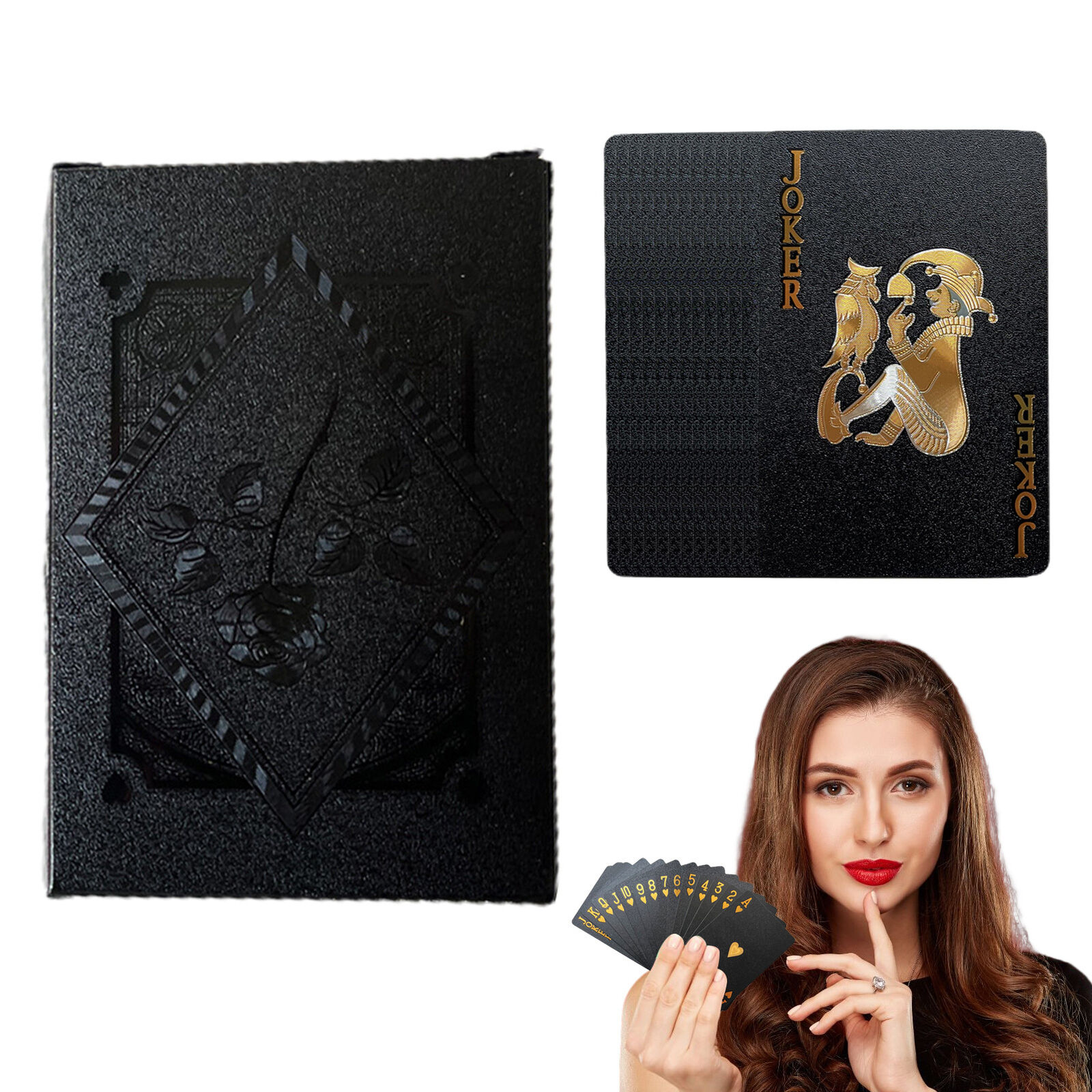 Black Foil Poker | Set of 54 Exquisite Black Poker Foil Playing Cards
