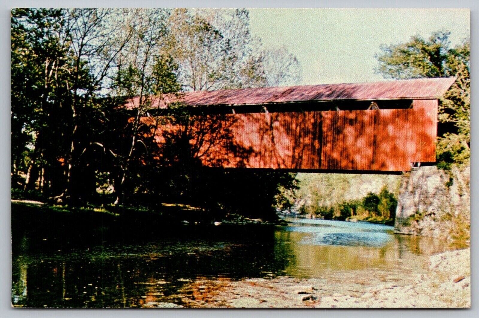 Perrintown Covered Bridge Clermont County Stonelick Road Creek VTG UNP Postcard