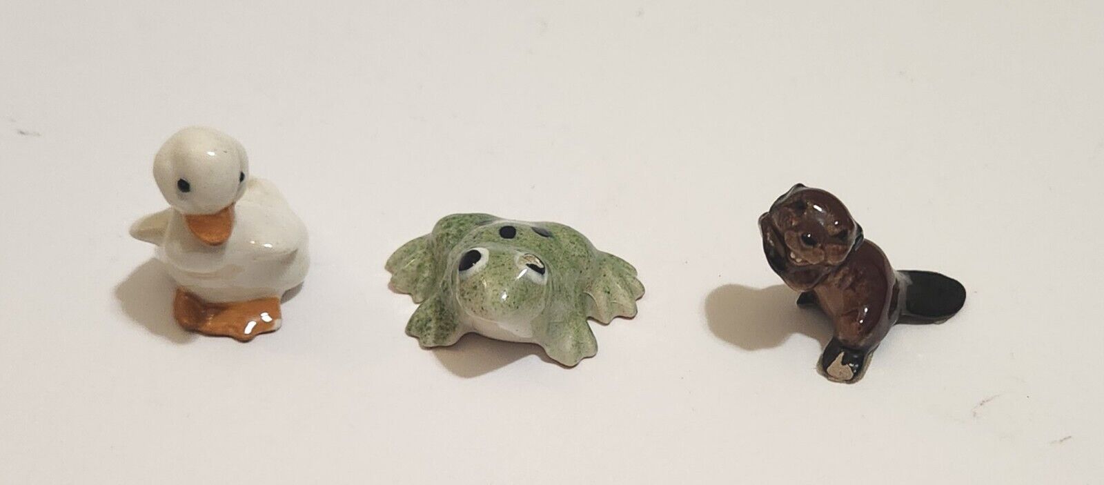 Vintage Hagen Renaker Lot Miniature Animals Bone China Beaver Duck Frog Figurine