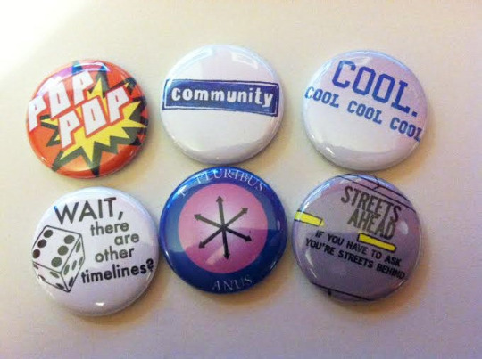 Community (tv show) inspired - quote set of 6 buttons 1 inch