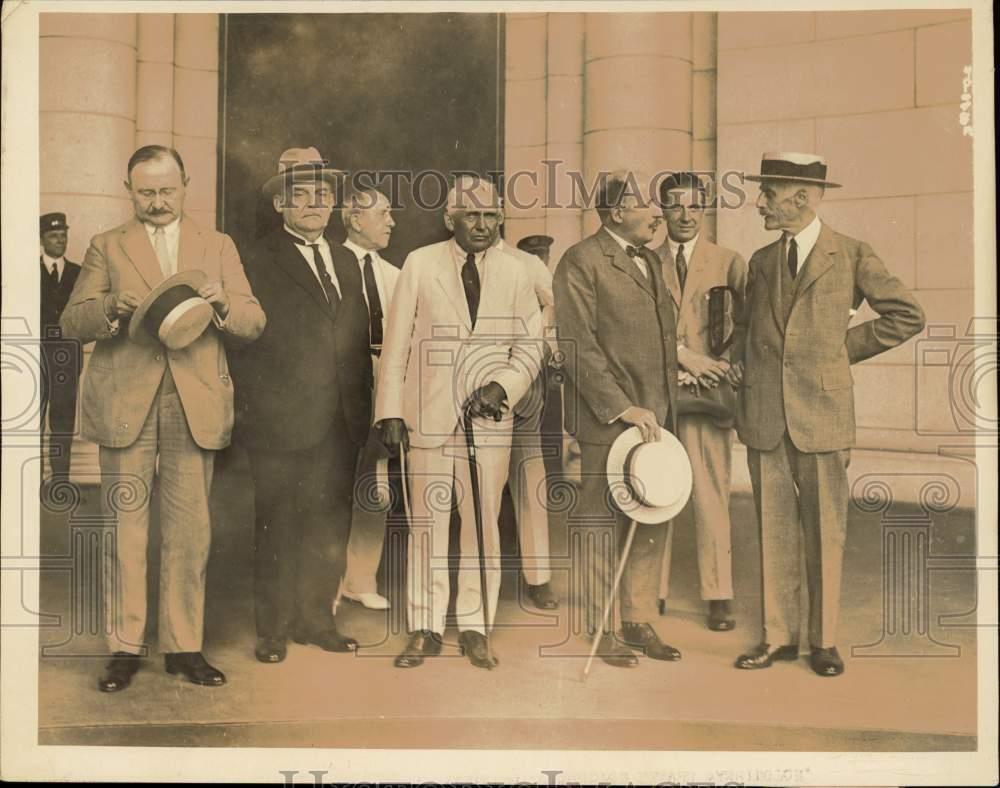 1925 Press Photo Belgian Debt Commission, US Secretaries Kellogg and Mellon NYC