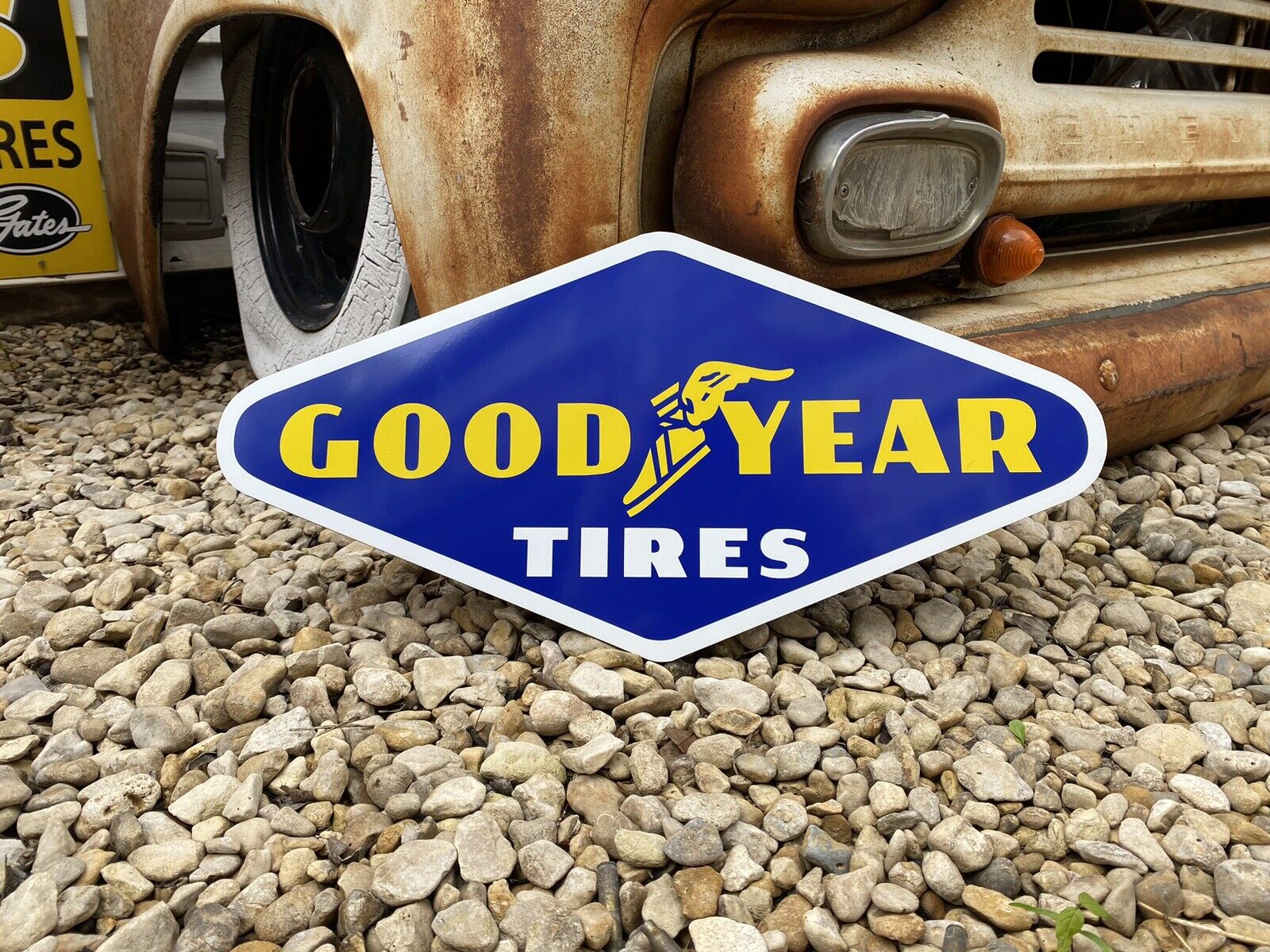 Antique Vintage Old Style Goodyear Tire Sign