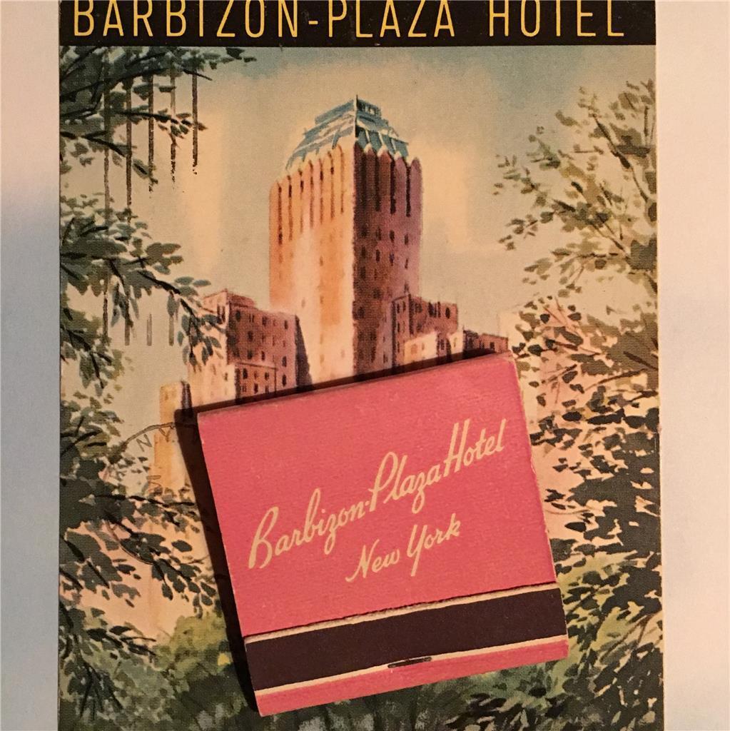 Vtg Barbizon Plaza Hotel MATCHBOOK & POSTCARD New York City 60’s Mid Century