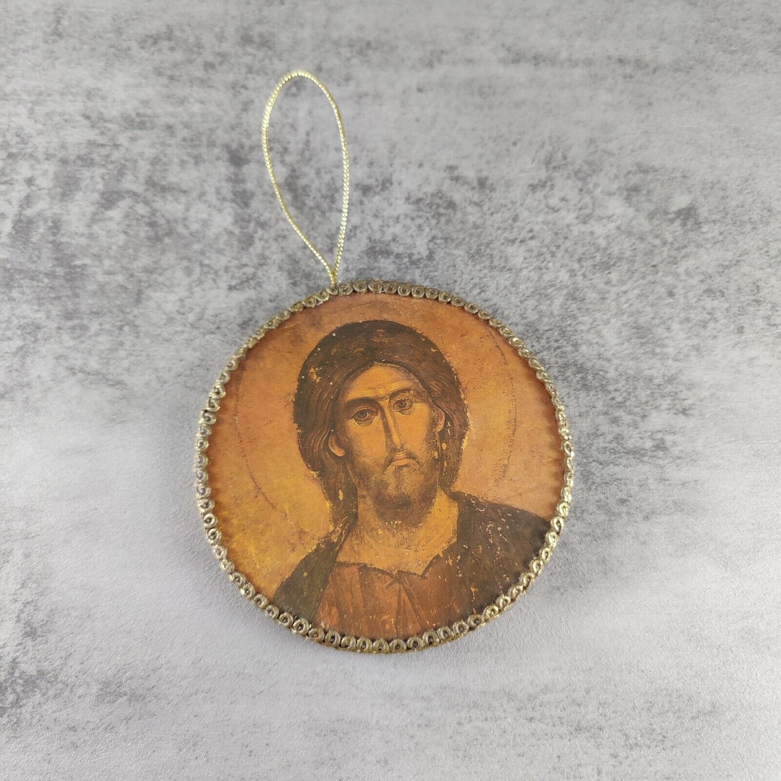 Vintage Christmas Ornament Jesus Christ Pantocrator Icon Art Print St. Nicholas 