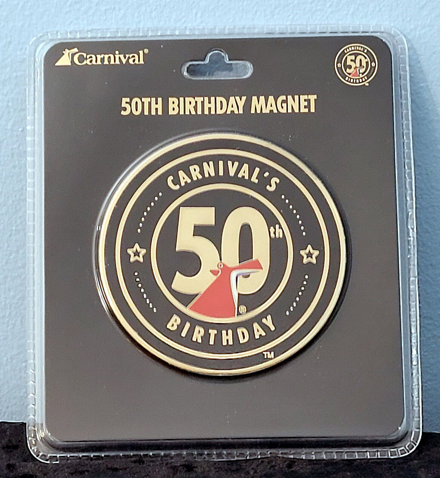 Carnival Cruise Line 50th Birthday flat Logo Magnet 3.5 inches across flexible