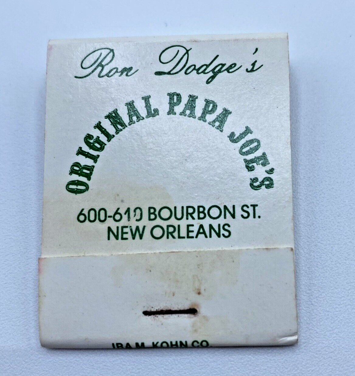 Matchbook Ron Dodge's Original Papa Joe's Bourbon St New Orleans Bar - Unstruck