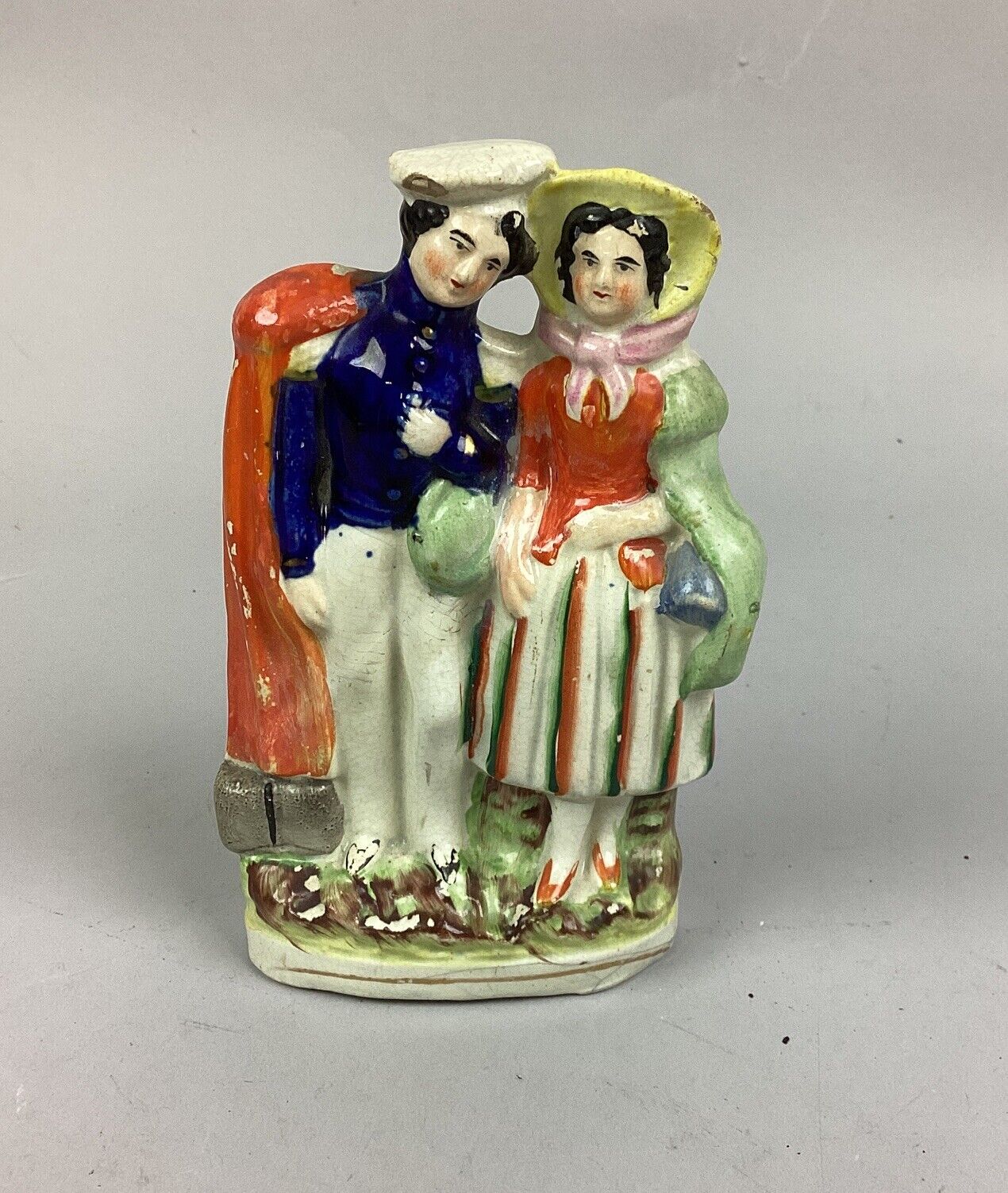 Antique Staffordshire Man & Woman Figurine - 7”H