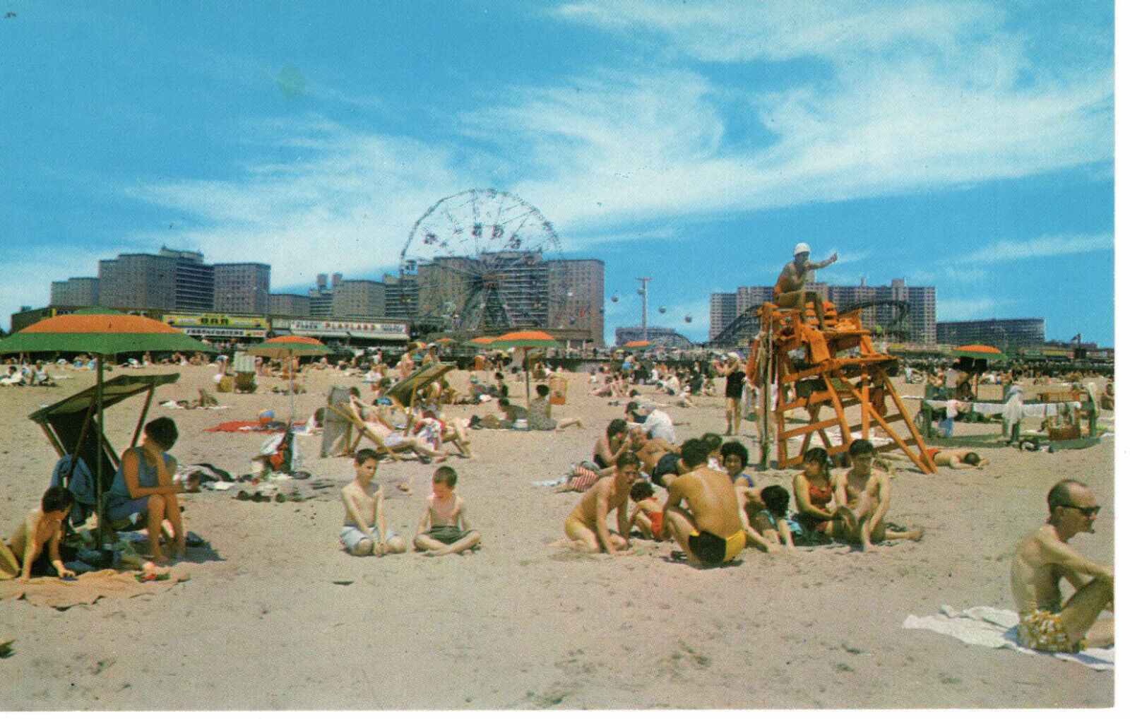 Vintage Postcard NJ Coney Island Steeplechase Wonder Wheel Bathing Beach-650