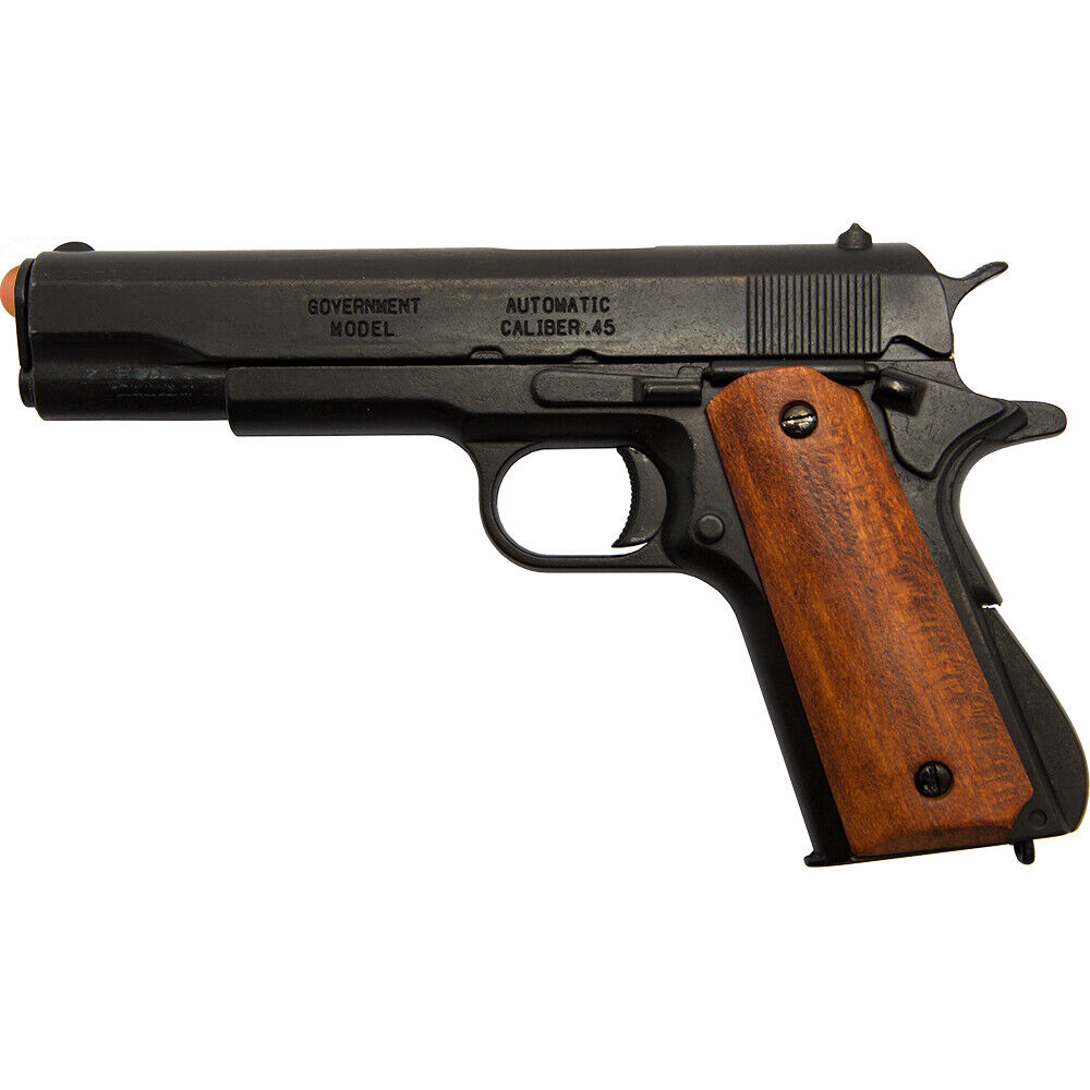 Replica M1911A1 Black Finish Dark Wood Grips Government Automatic Pistol Non-Fir