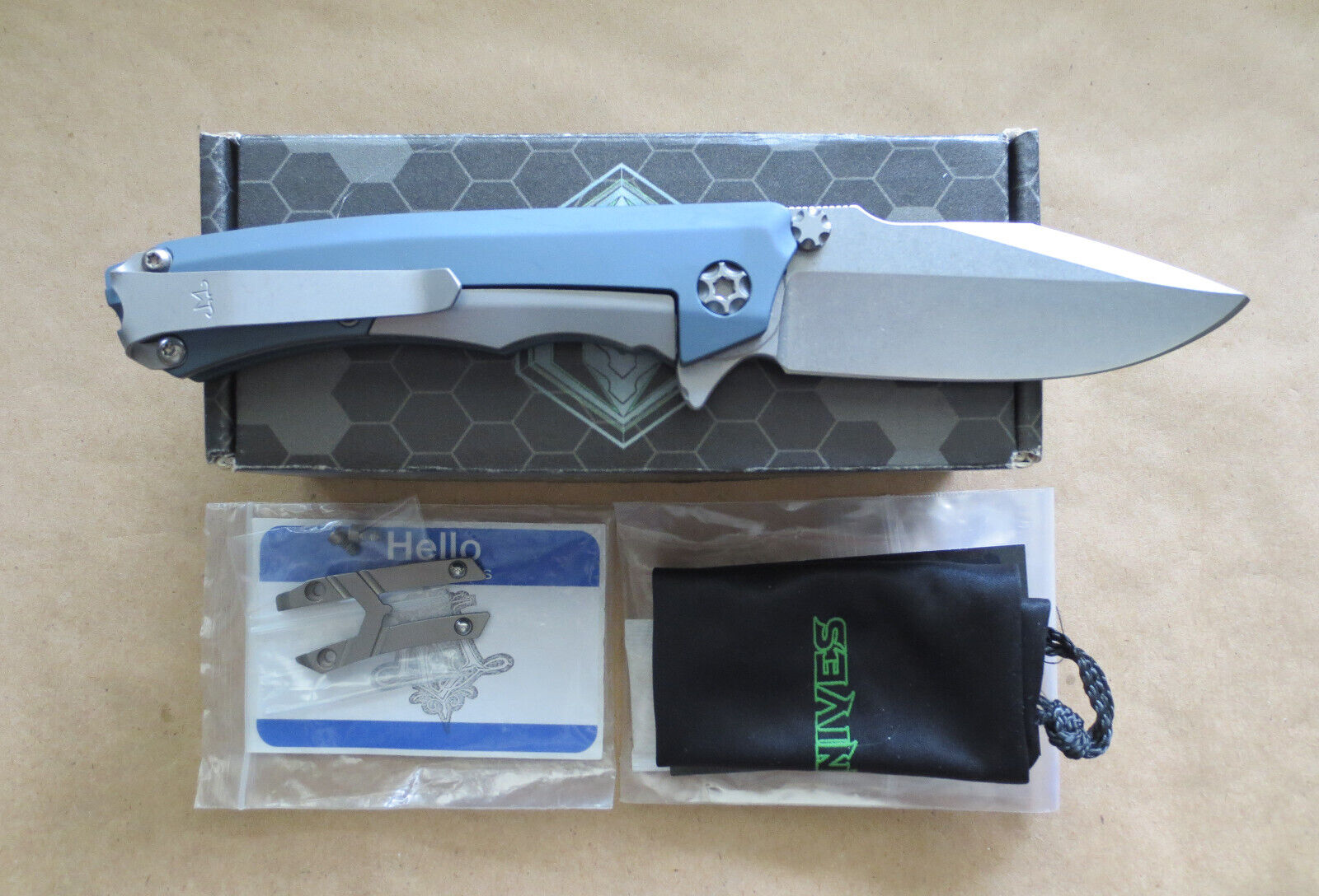 Heretic Wraith Model Manual Folder USA Made Knife 2017 Blue/Stonewash H001-2A-BL