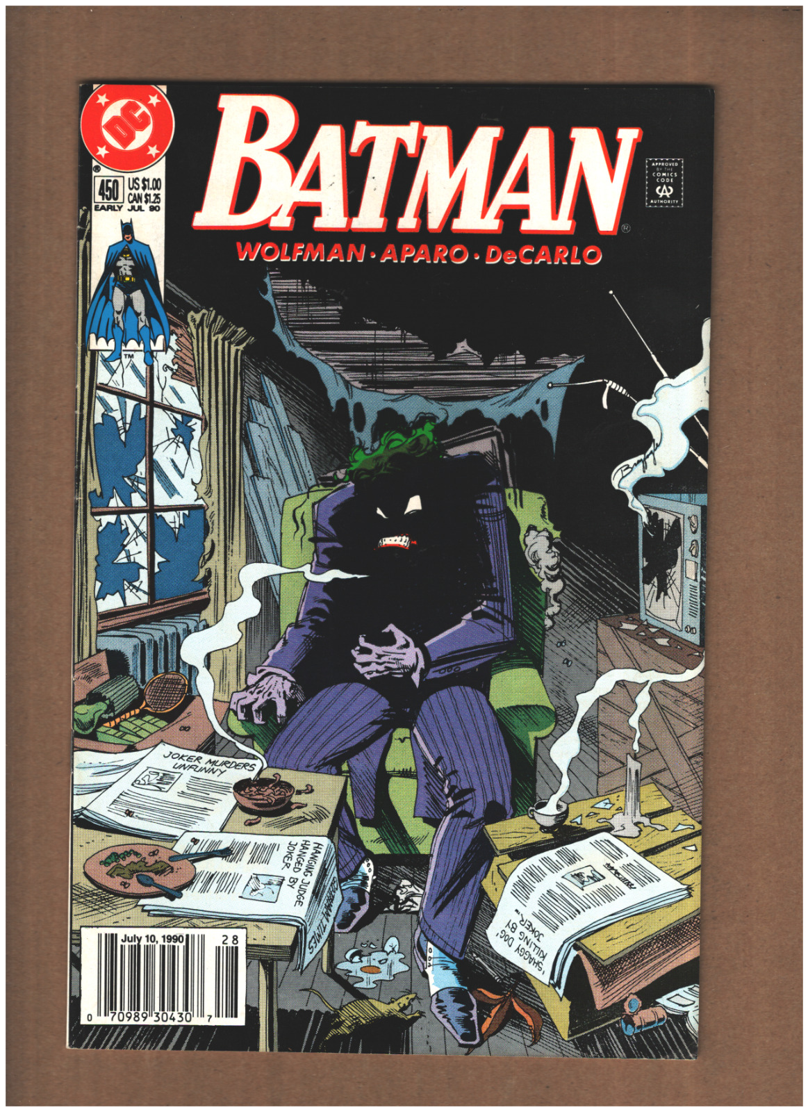 Batman #450 Newsstand DC Comics 1990 VS. JOKER Marv Wolfman VF 8.0