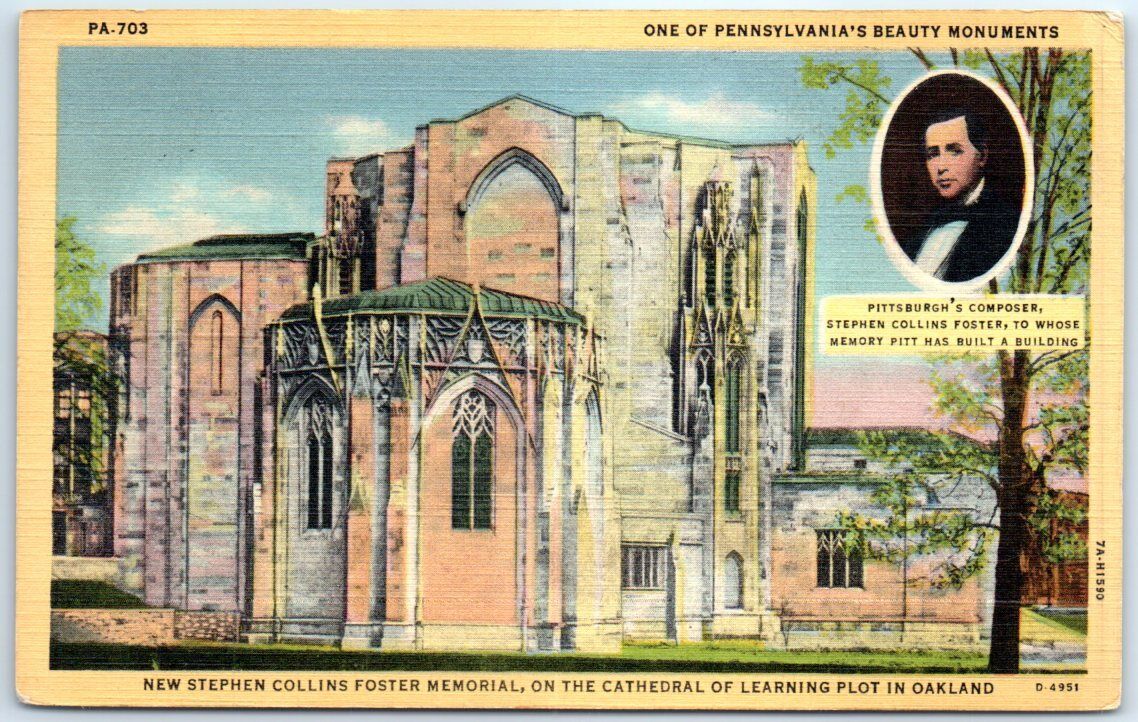 Postcard - Stephen C. Foster Memorial, Pennsylvania, USA