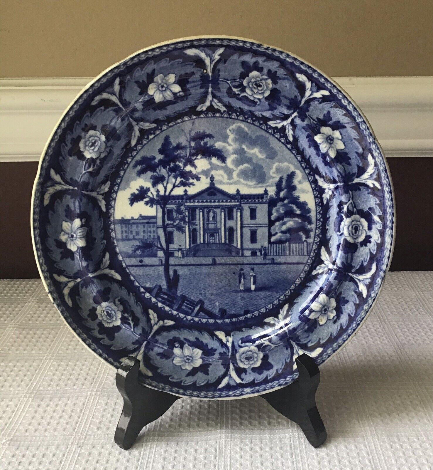 Antique J & W Ridgway Beauties Of America Porcelain Plate, Library Philadelphia