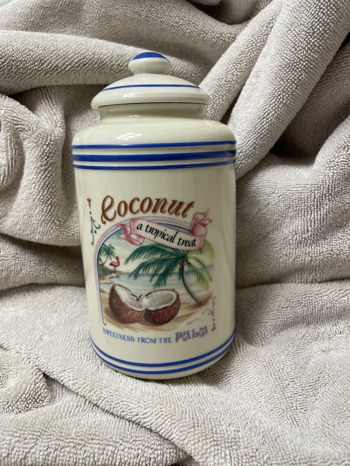 Lenox Coconut Canister Bakers Dozen Container Fine Porcelain 1995 Vintage No Box