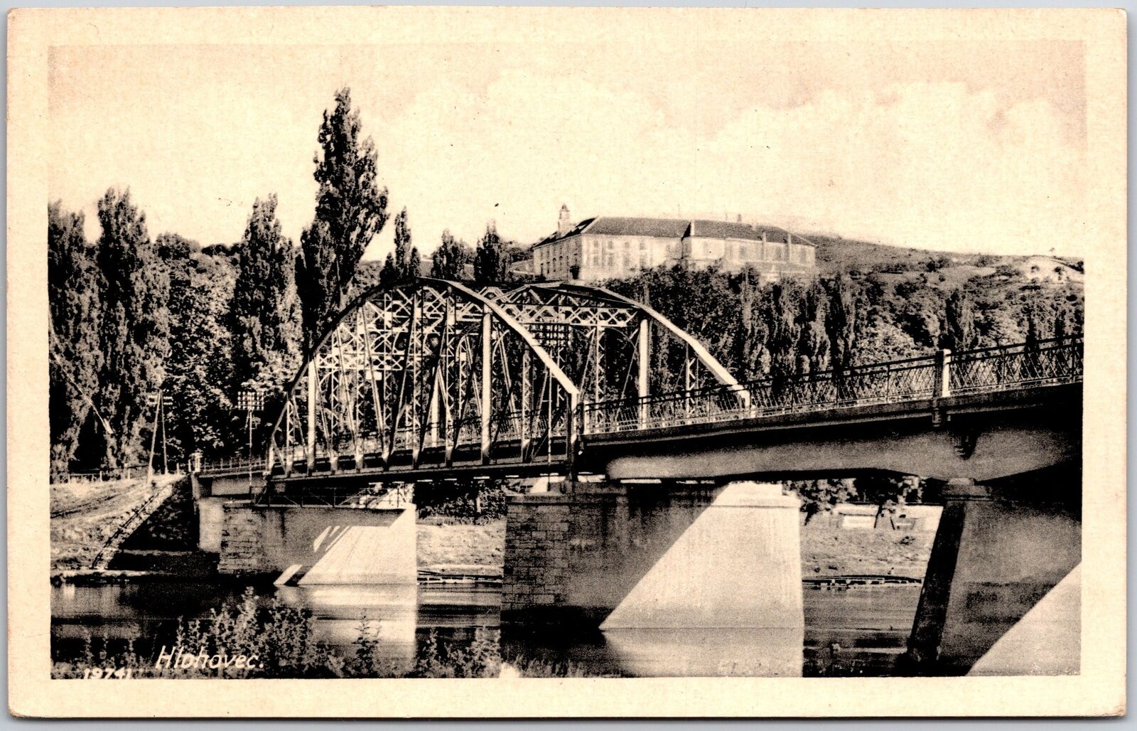 Hlohovec Slovakia Suspension Bridge Overlooking  the Building Postcard