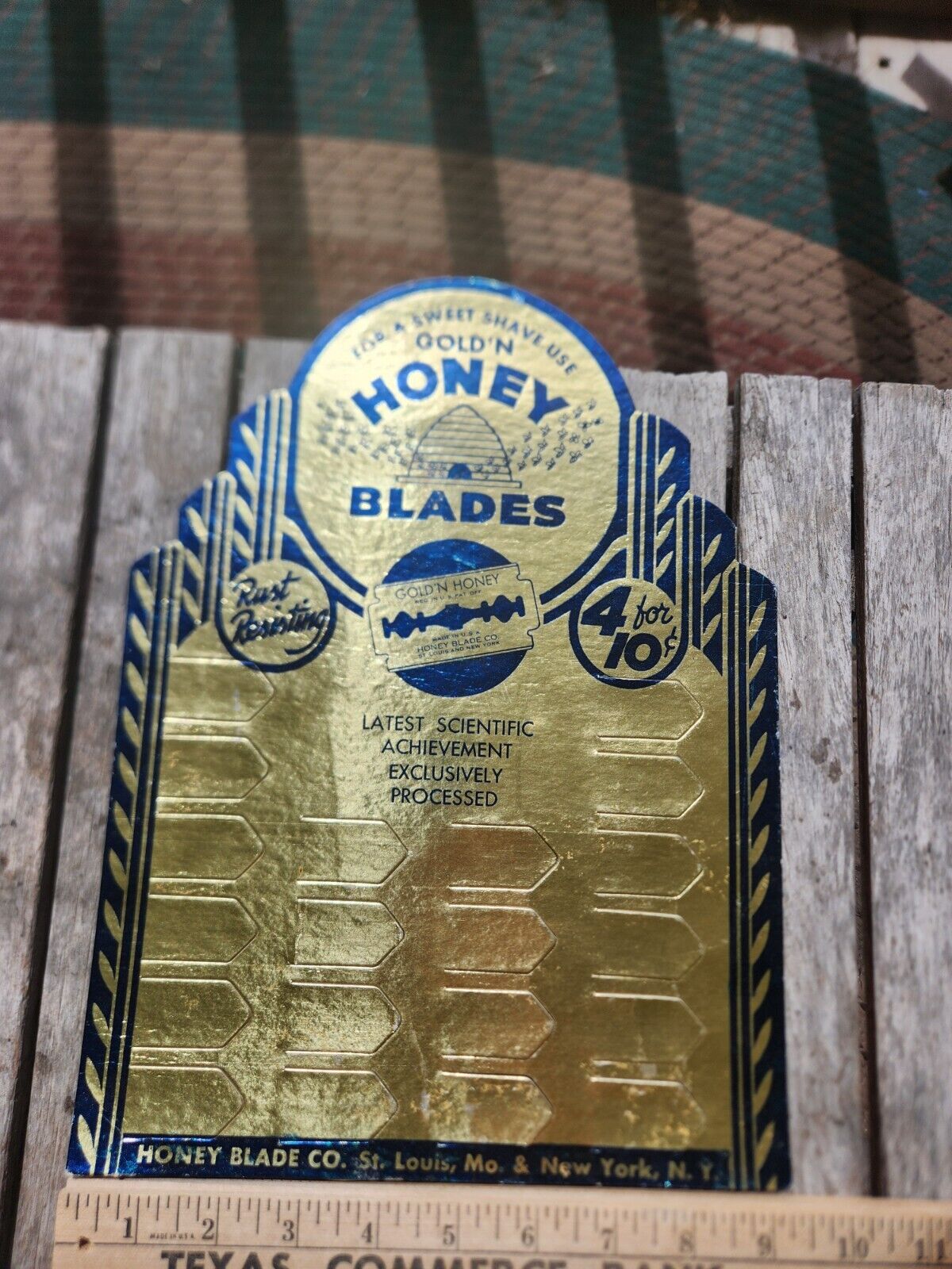 Vintage Gold \'N Honey Shaving Razor Blades Countertop Display 12 3/4\