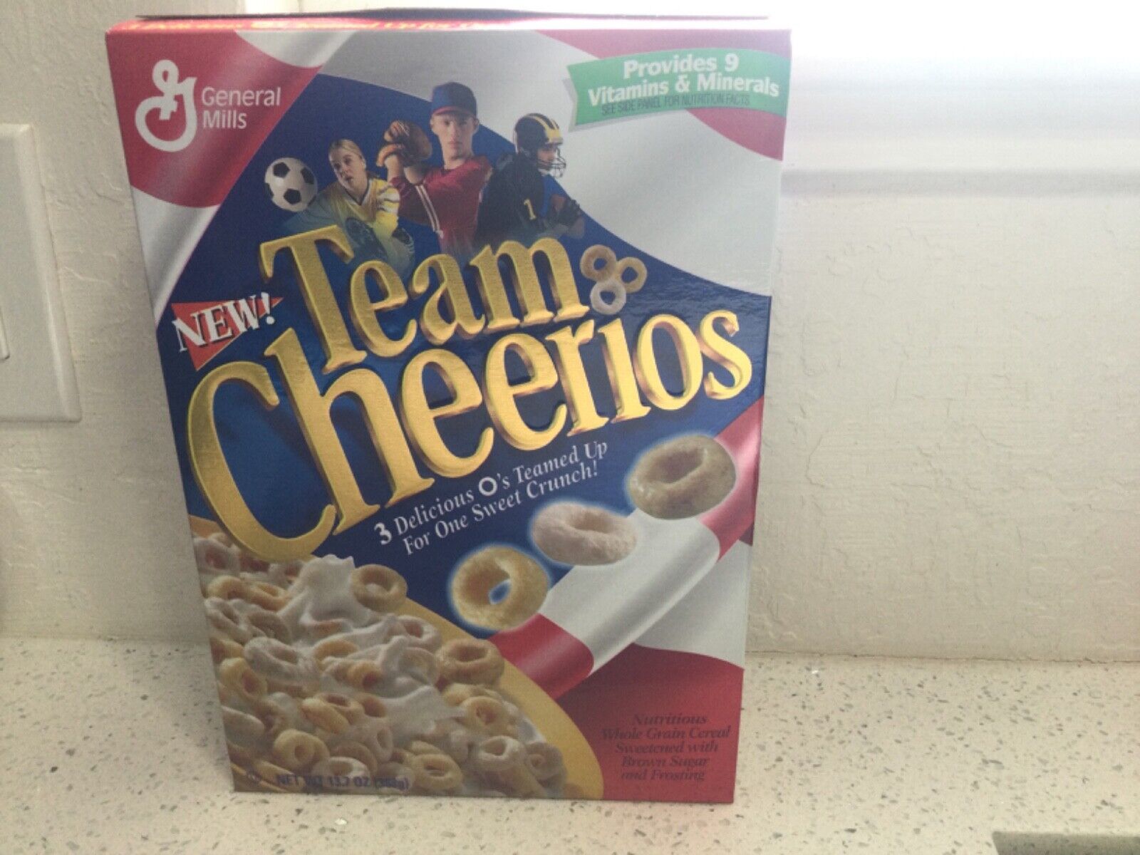 Vintage 1997 General Mills Team Cheerios Cereal 13.7 oz Full Box Factory Sealed