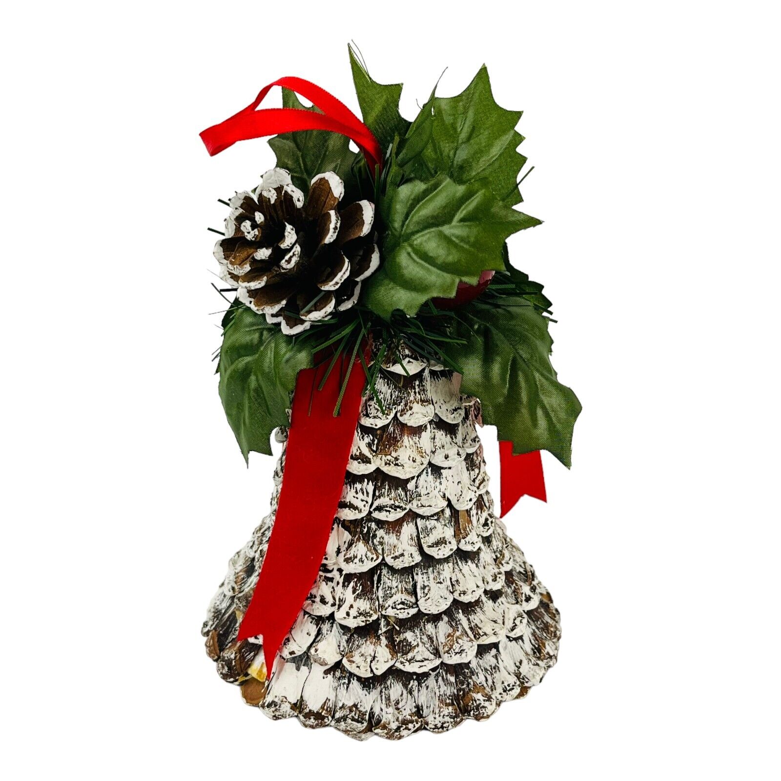 Vintage Large Pinecone Christmas Ornament Bell Shape 6 Inch