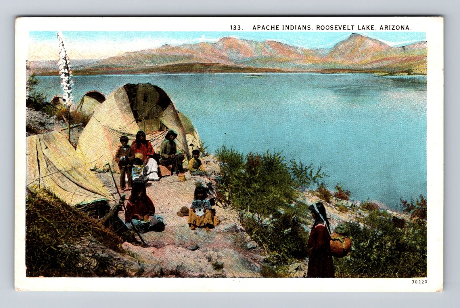 Roosevelt Lake AZ-Arizona, Aerial Of Apache People, Antique, Vintage Postcard
