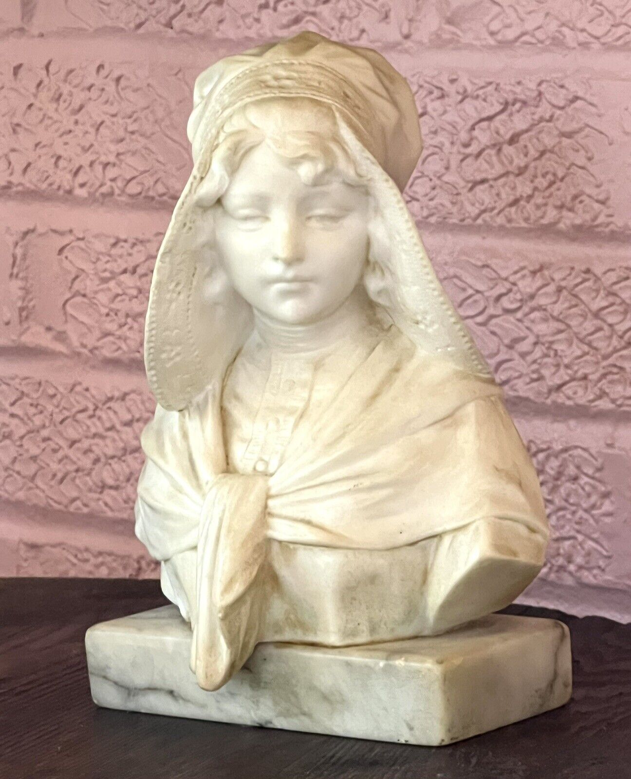 Antique Marble Bust Of Young Girl / Maiden Signed  R Aurili