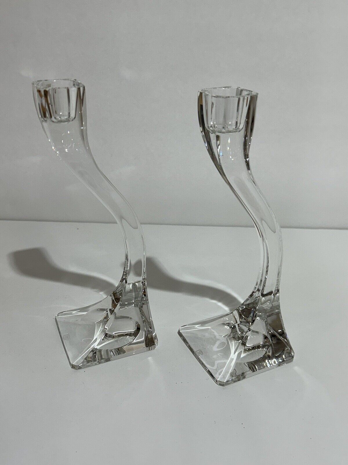 Claus Josef Riedel Vintage Crystal 8” Tall Candle Holders Made In Austria
