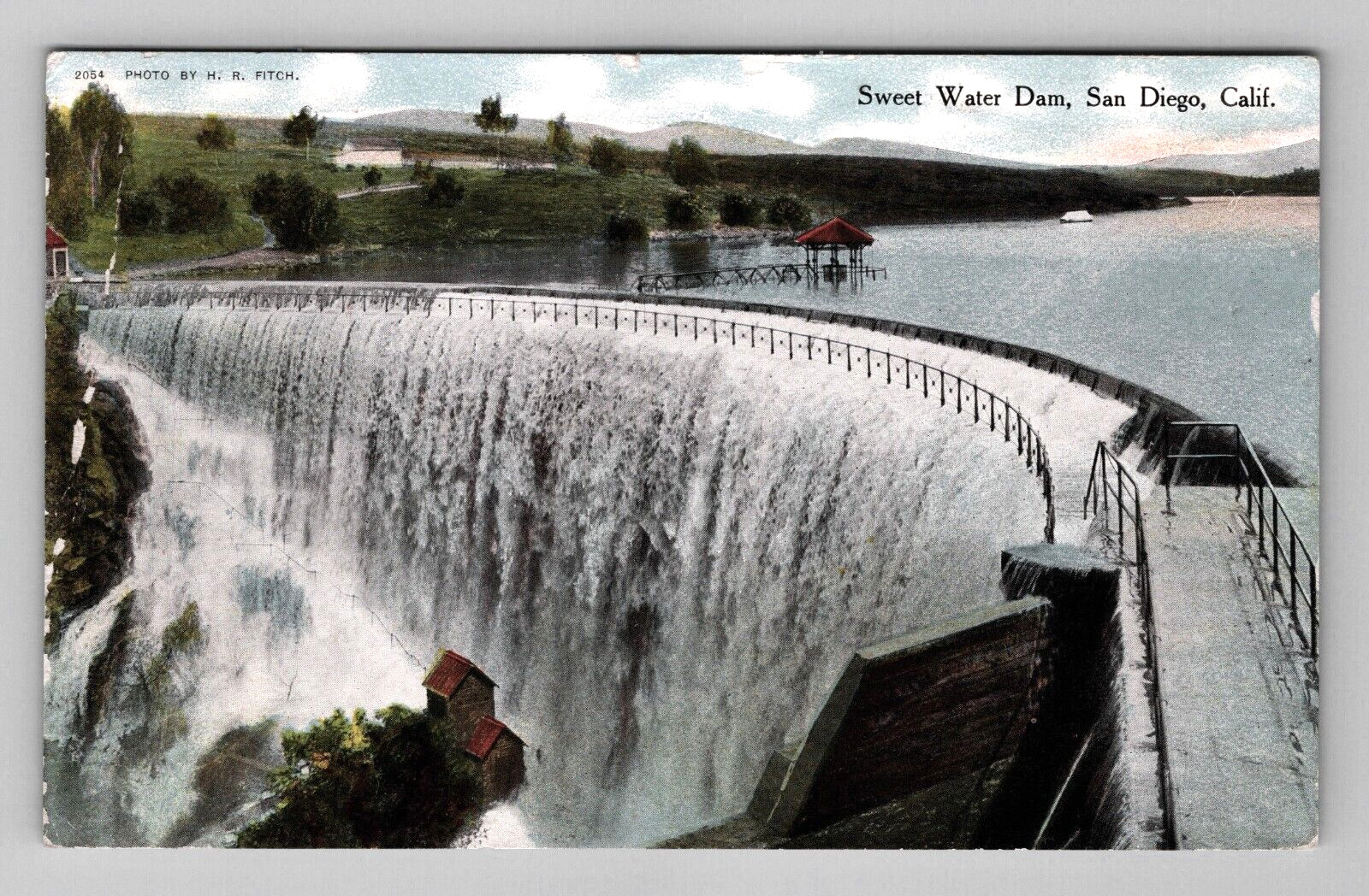 Postcard 1909 CA Sweet Water Dam Falls Scenic View San Diego California