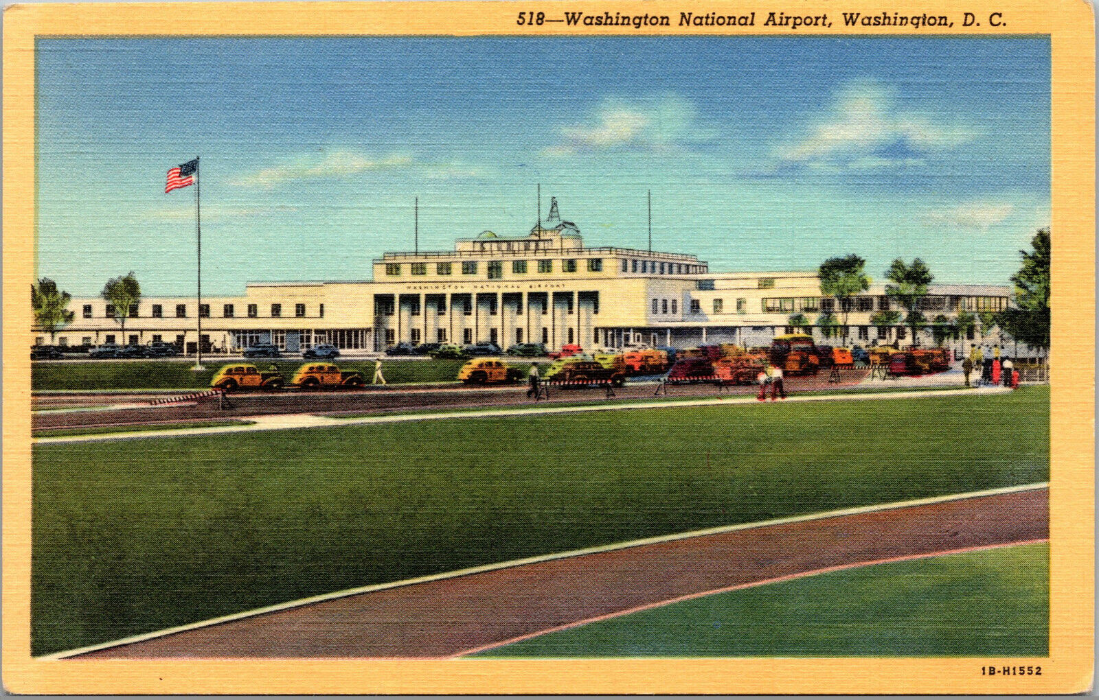 Vtg 1940s Washington National Airport Wahington DC Linen Postcard