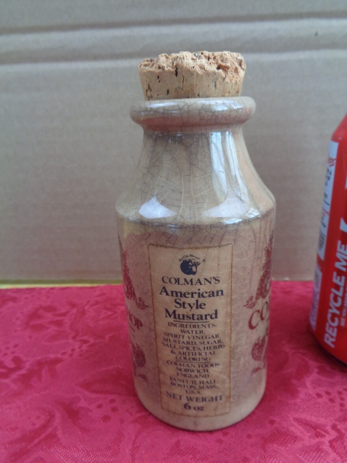 Vintage Colman\'s The Mustard Shop Boston USA Stoneware Bottle