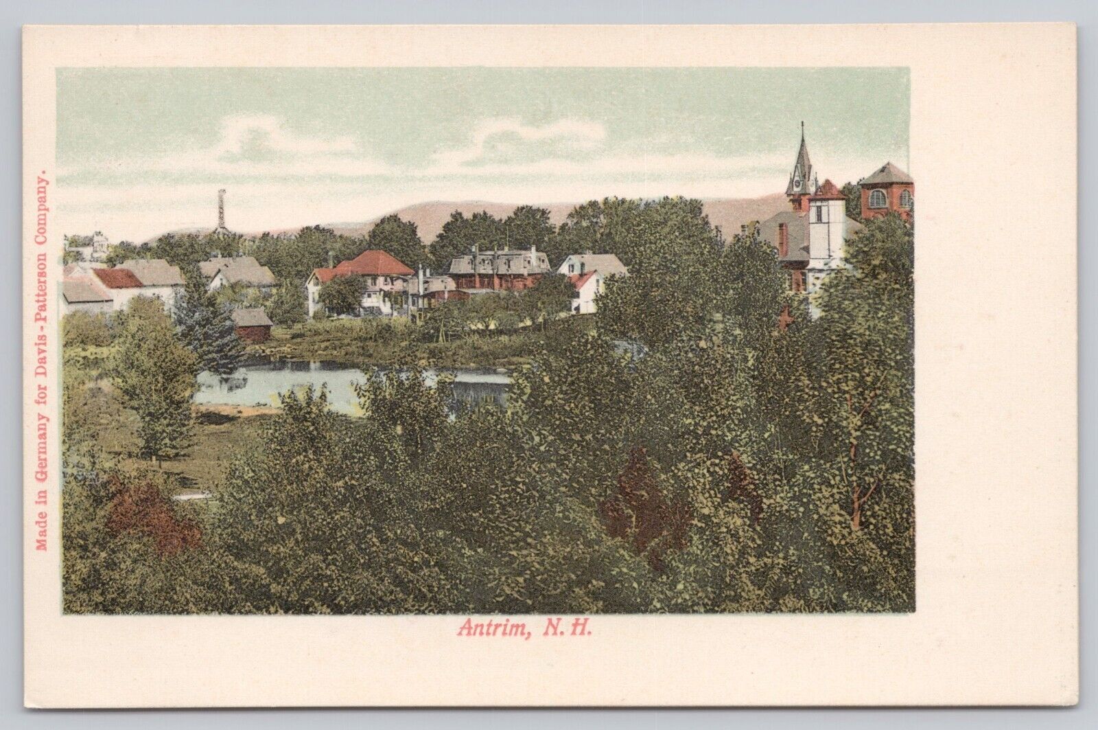 Antrim New Hampshire, Scenic View of the Town, Vintage Postcard