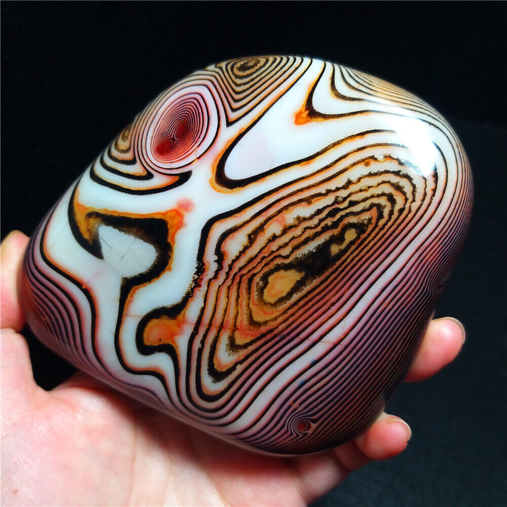 TOP 365G Natural Polished Silk Banded Lace Agate Crystal Stone Madagascar ZZ131