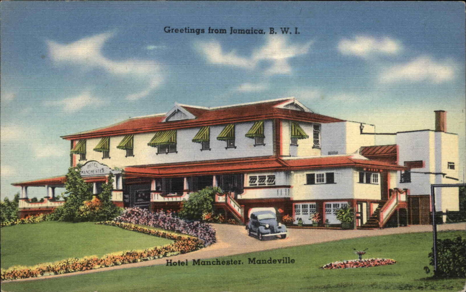 Mandeville Jamaica Hotel Manchester Linen Vintage Postcard