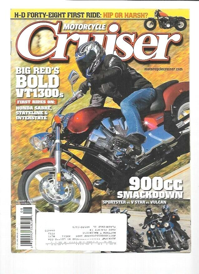 Motorcycle Cruiser Magazine August 2010- Triumph Rocket III, Honda VT1300