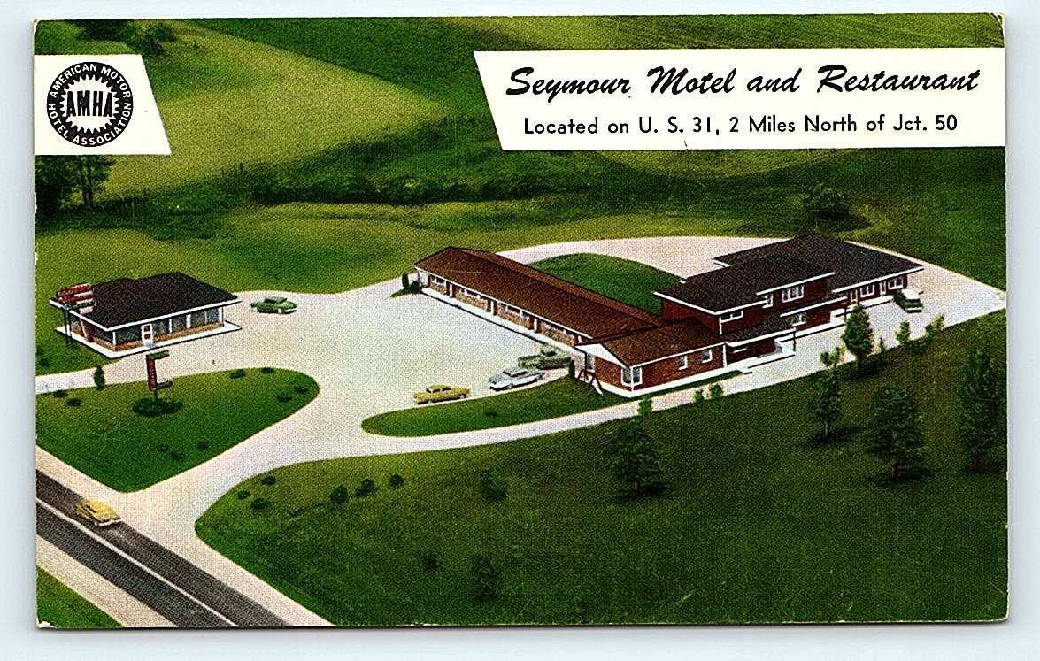 SEYMOUR, IN Indiana ~ SEYMOUR MOTEL & RESTAURANT 1961 Roadside Postcard