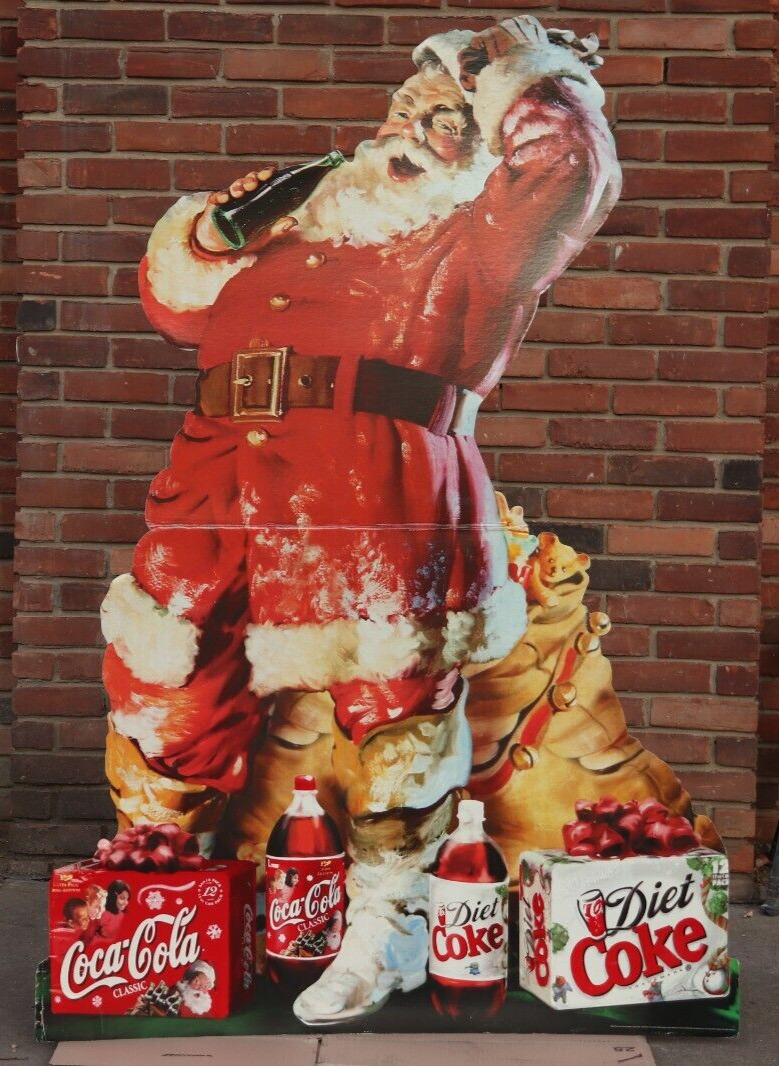Christmas Large 6 Foot Santa Coca Cola Co. Advertising Stand Up Sign Figure 2000